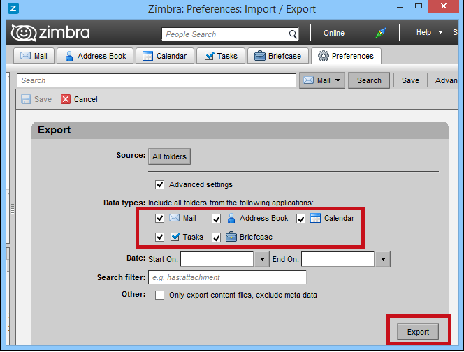 Перенос контактов outlook в zimbra